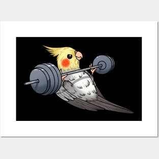 Fit Feathered Friend: Strong Cockatiel Pumping Iron Posters and Art